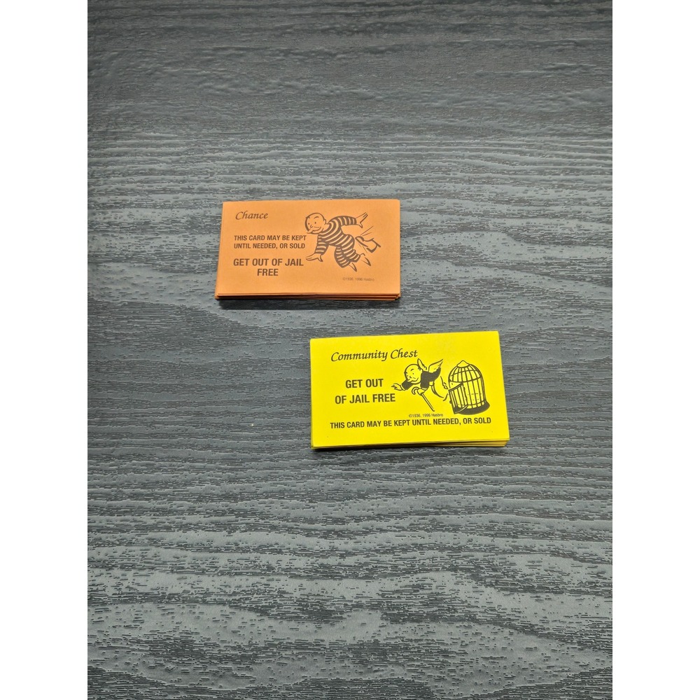 Monopoly‎ Chance Community Chest Cards Get Out of Jail Free Lot 1996 Hasbro